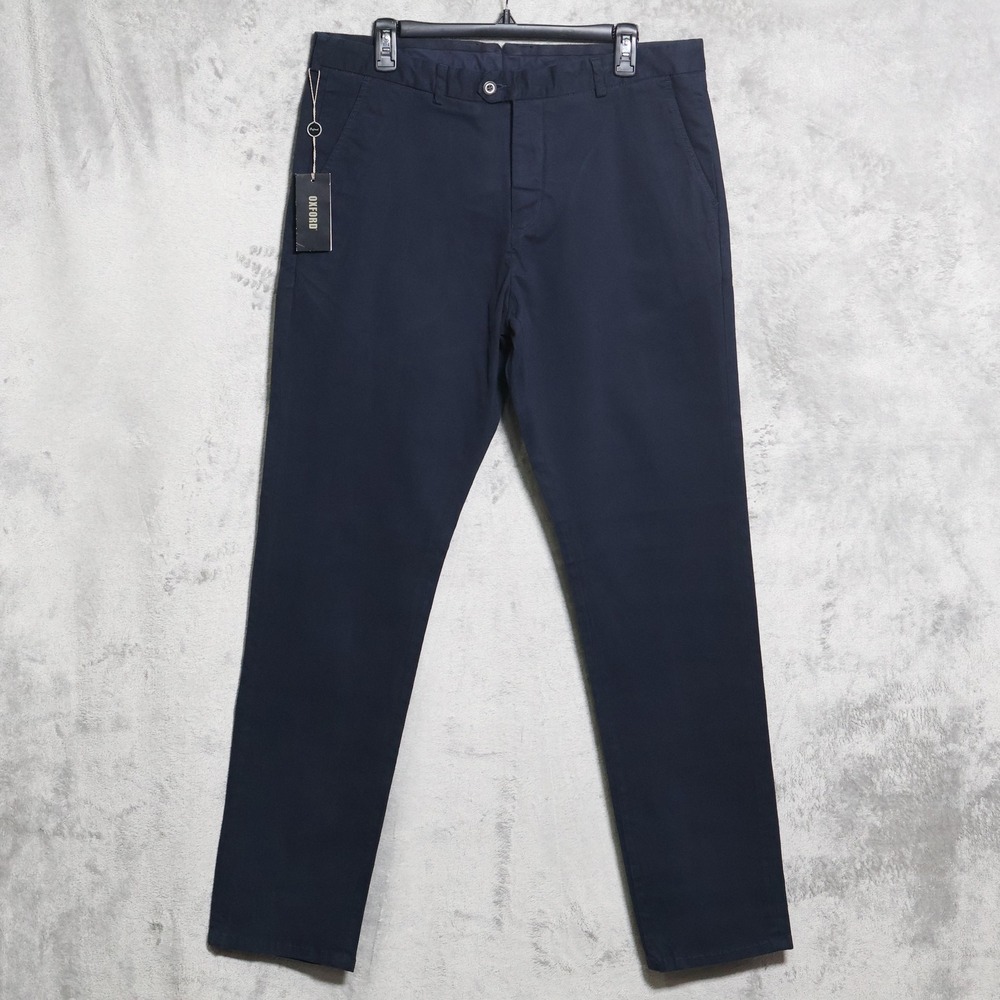 Oxford Luka Pants Mens 35x33 Midnight Blue Chino Slim Fit Stretch Work Preppy